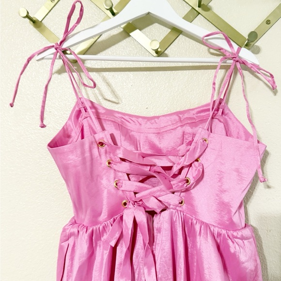 NEW Show Me Your Mumu Juliet Lace Up Corset Maxi Dress in Pink Taffeta size XL - Picture 9 of 10